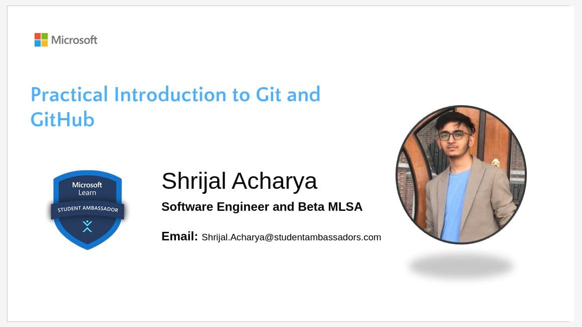 Intro to Git and GitHub session slide.