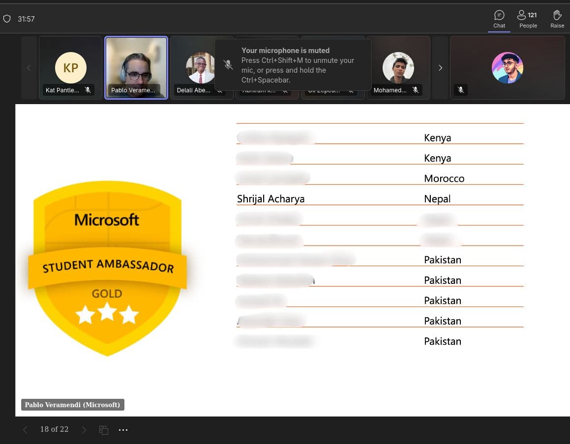 Shrijal Acharya celebrating promotion to Microsoft Learn Student Ambassador Gold tier.