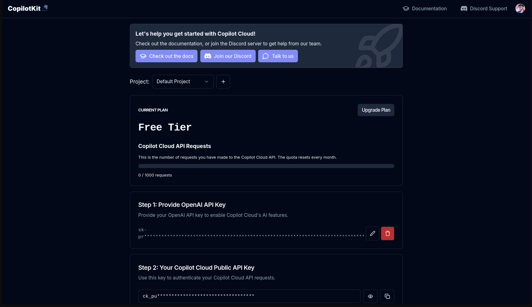 CopilotKit Cloud UI
