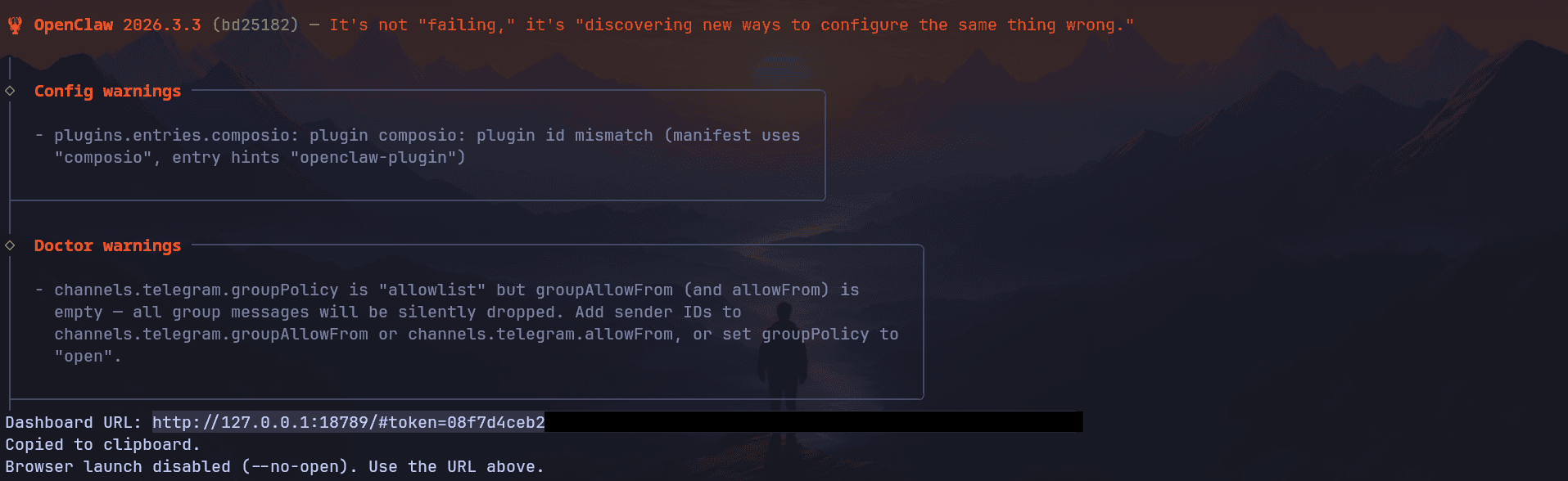 OpenClaw URL with a token