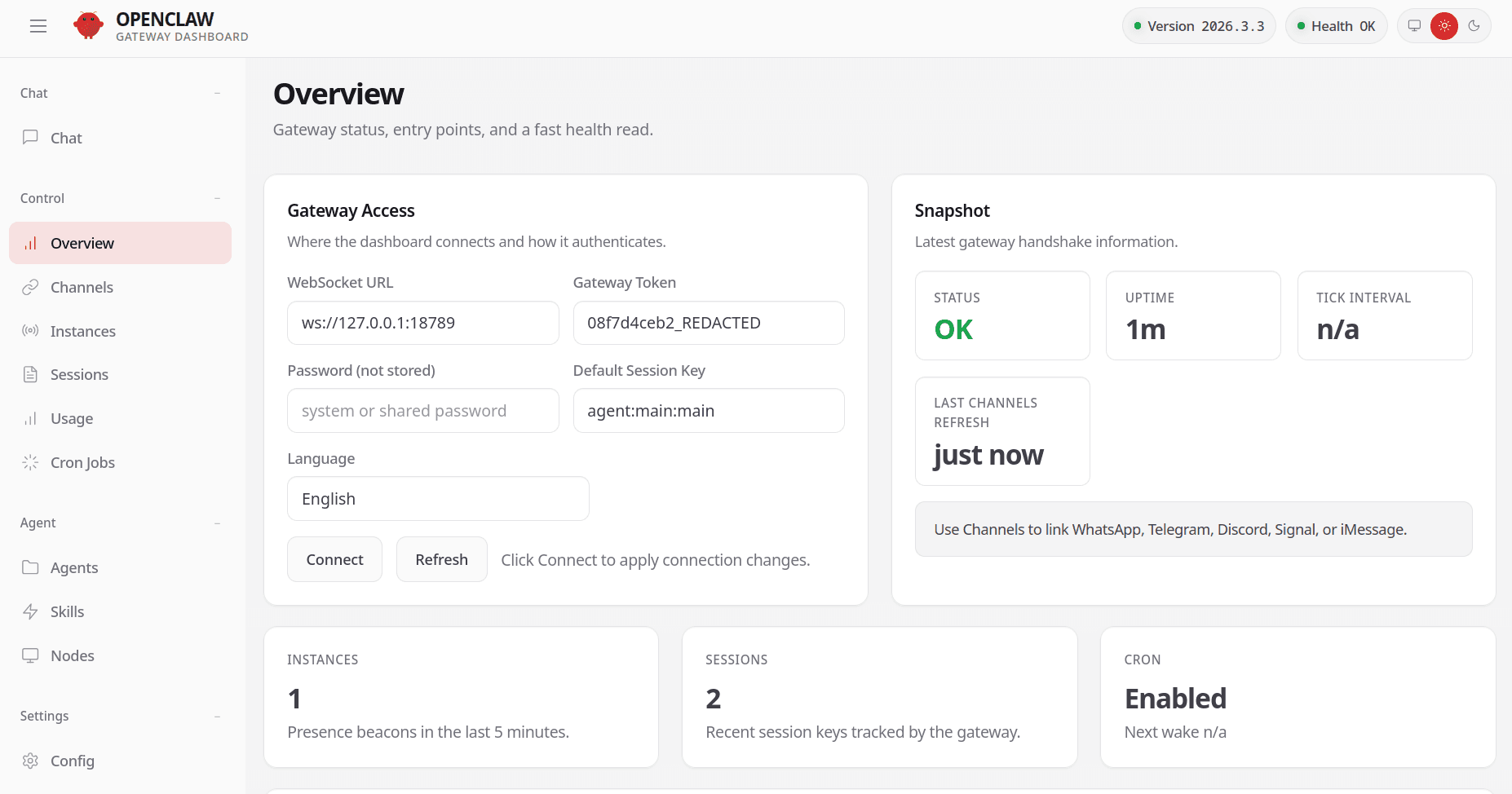 OpenClaw control UI
