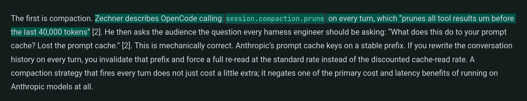 zechner called out opencode compaction