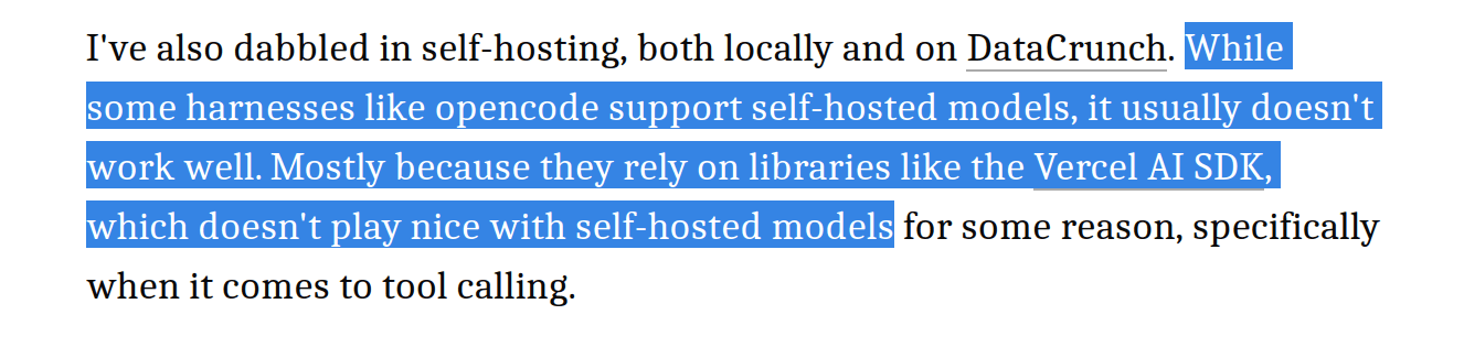 zechner not a fan of vercel ai sdk