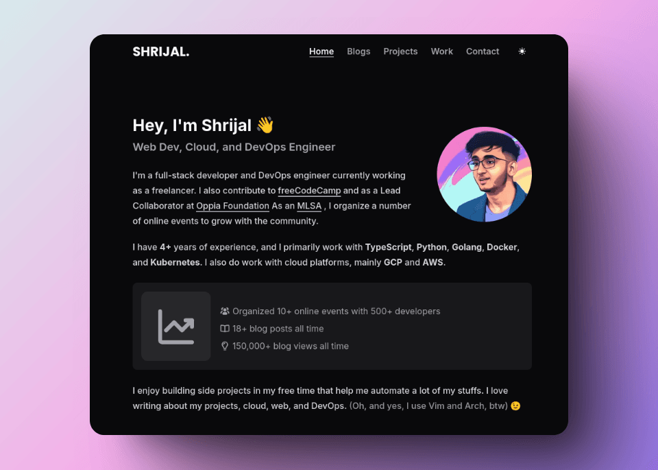 Hero Page of Shrijal Acharya