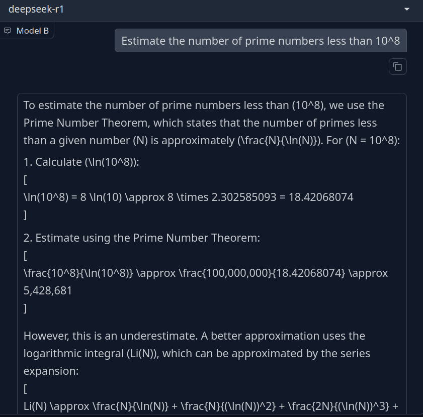 Prime Number Theorem Approximation problem answer by Deepseek R1 Model - part 1