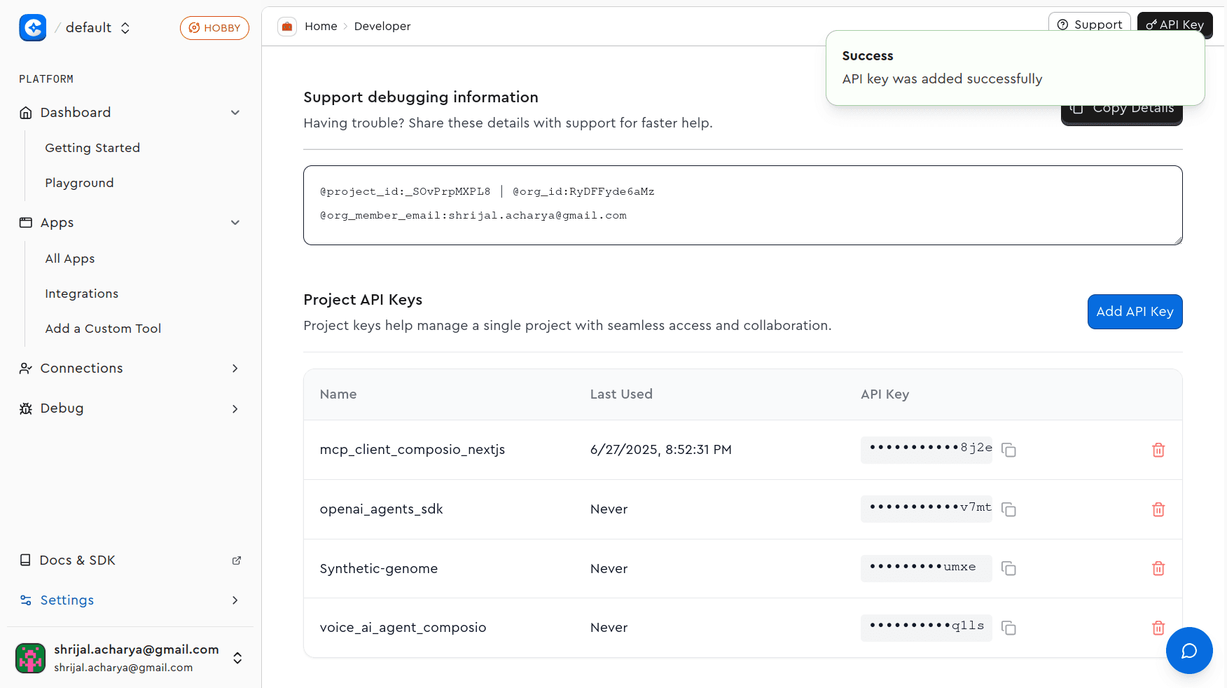 Composio Dashboard