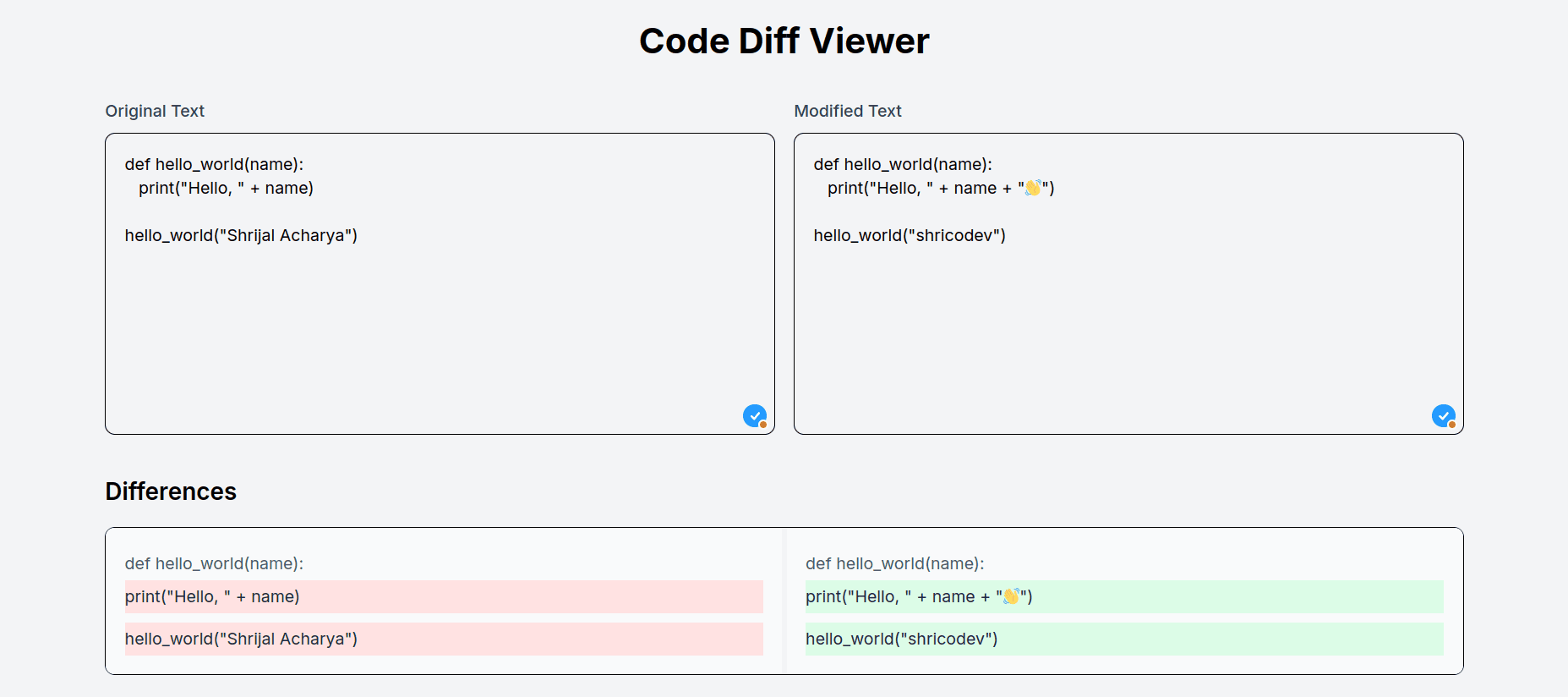 Code diff viewer built with Grok 3 Model