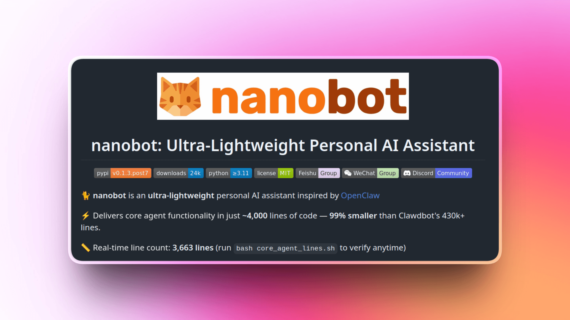 nanobot - OpenClaw alternative