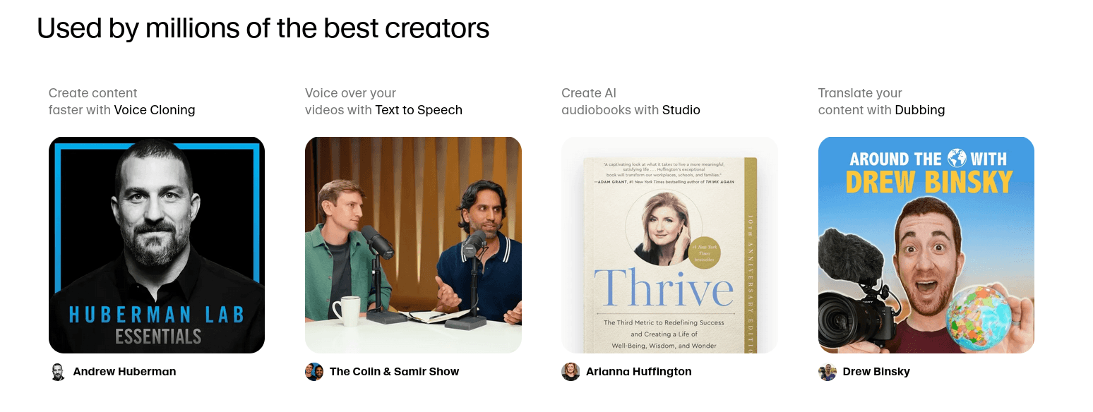 Creators using ElevenLabs