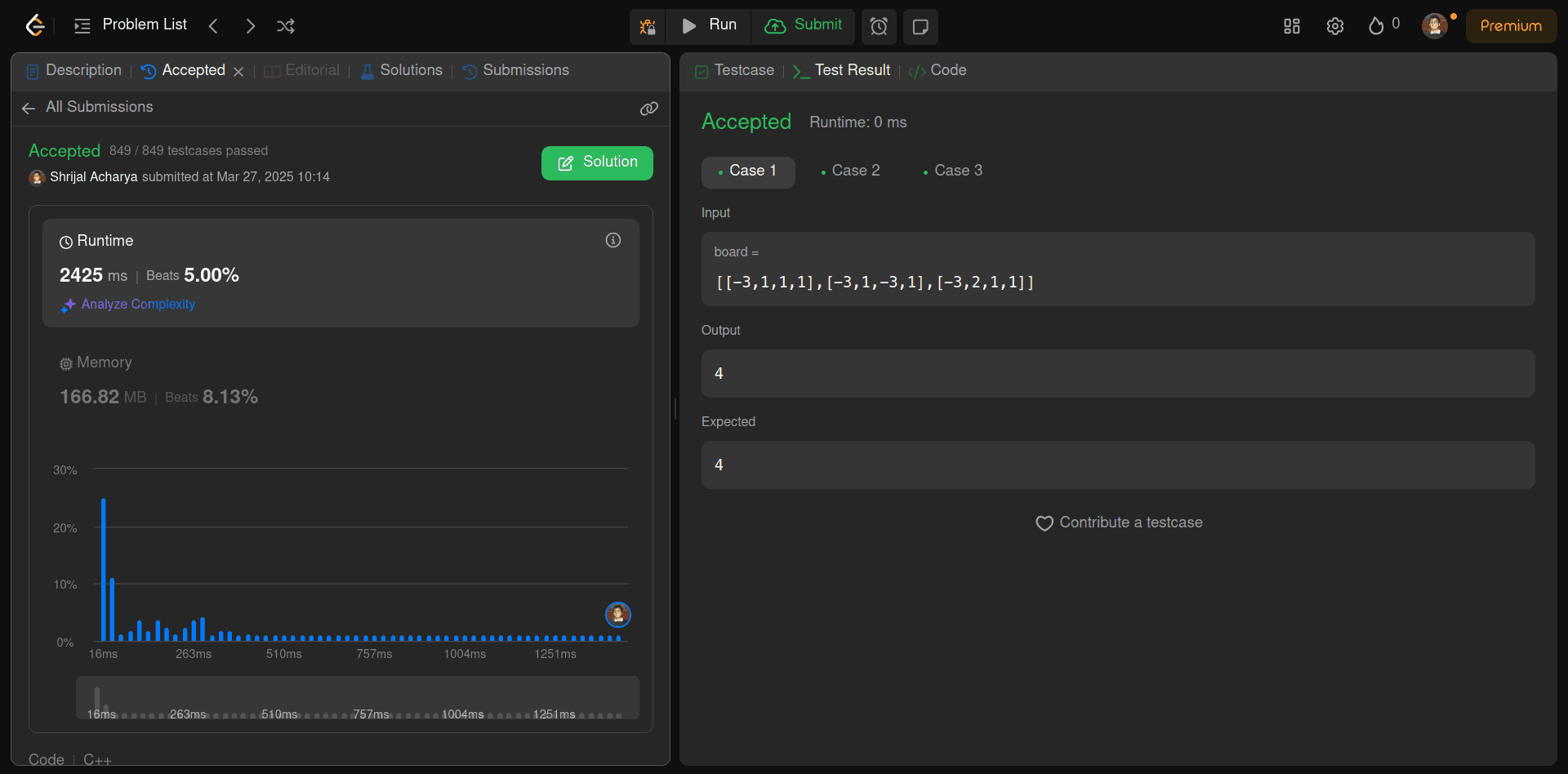 LeetCode accepted code from Gemini 2.5 AI Model