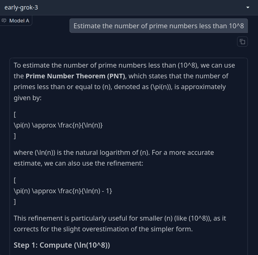 Prime Number Theorem Approximation problem answer by Grok 3 Model- part 1