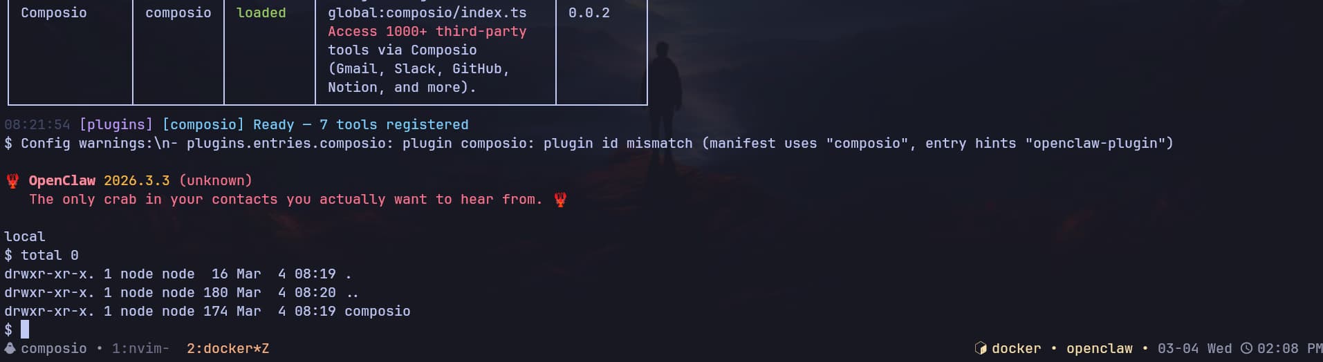 OpenClaw successfully loads Composio