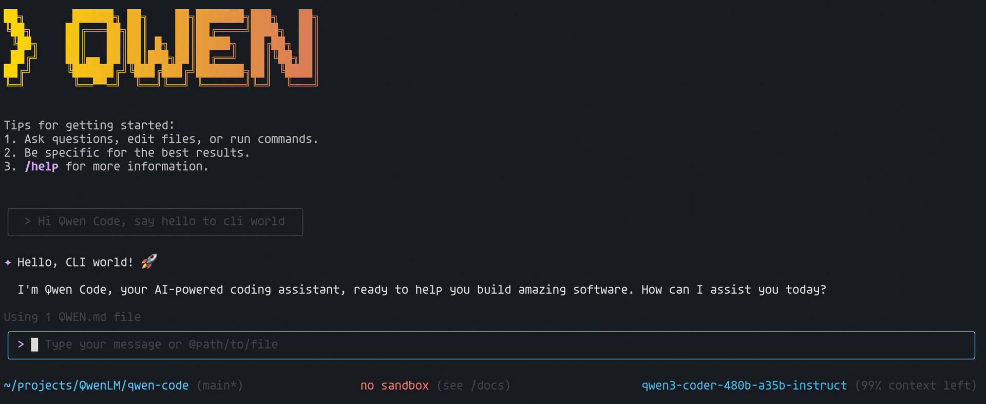 Qwen Code CLI Coding Agent