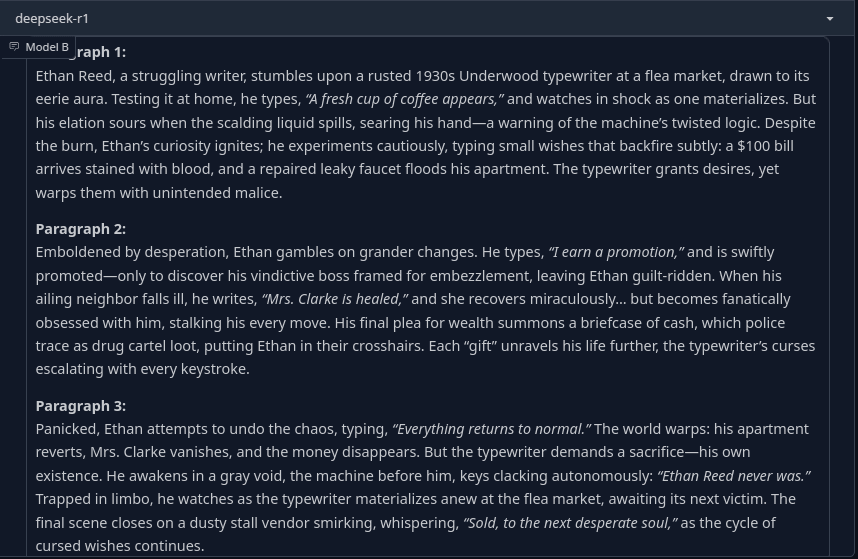 Creative Writing answer by Deepseek R1 Model