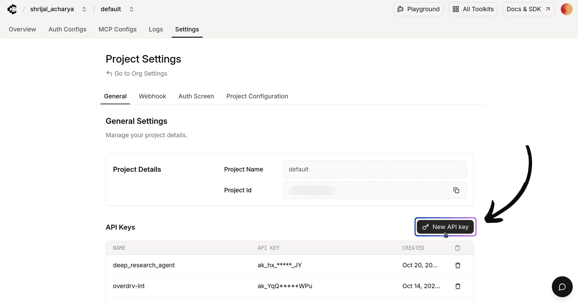 Composio Dashboard