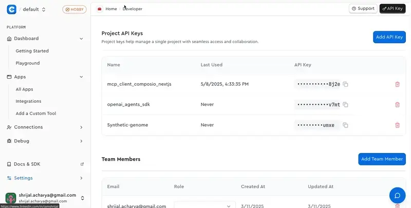 Composio Dashboard