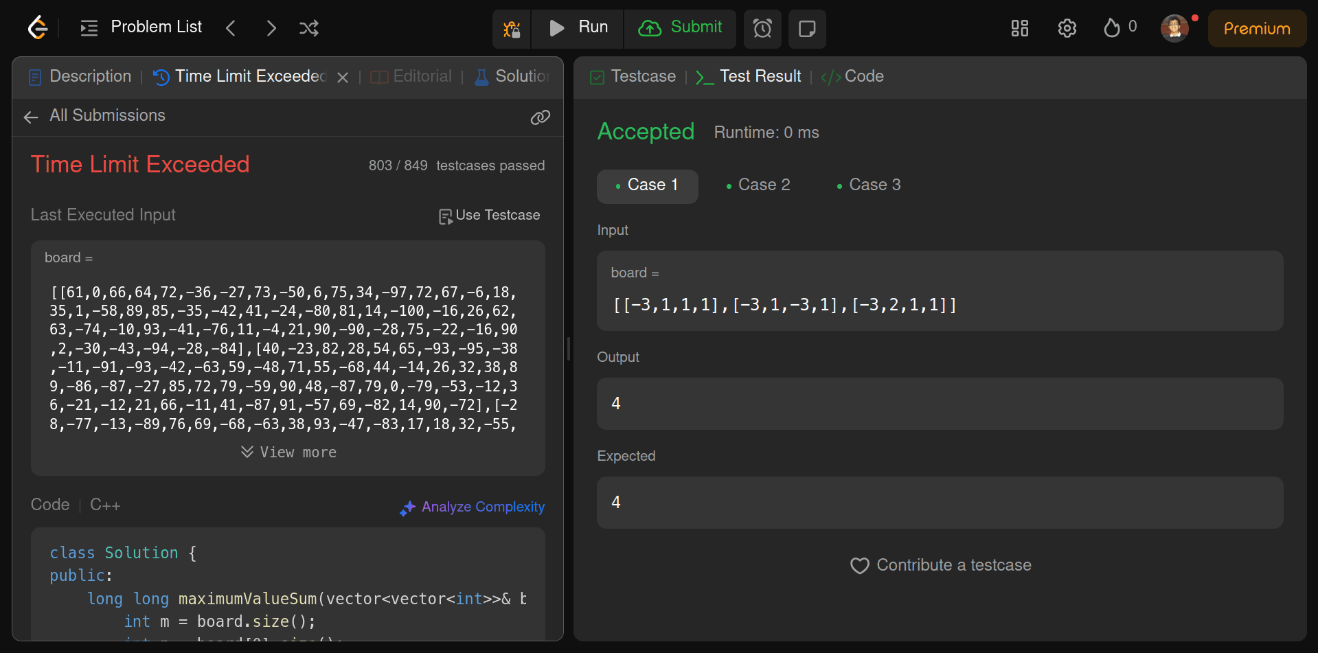 LeetCode TLE code from Gemini 2.5 AI Model