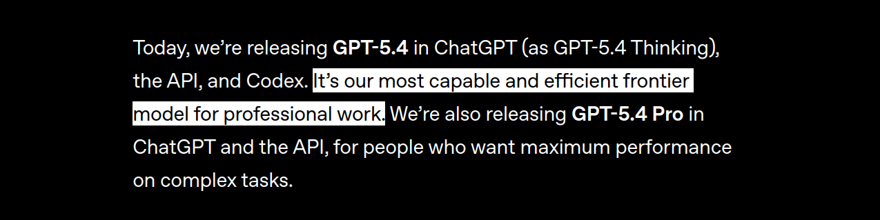 OpenAI claiming gpt 5.4 is good at frontend