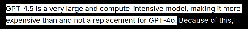 OpenAI's answer to why the GPT-4.5 model is super expensive than other models available