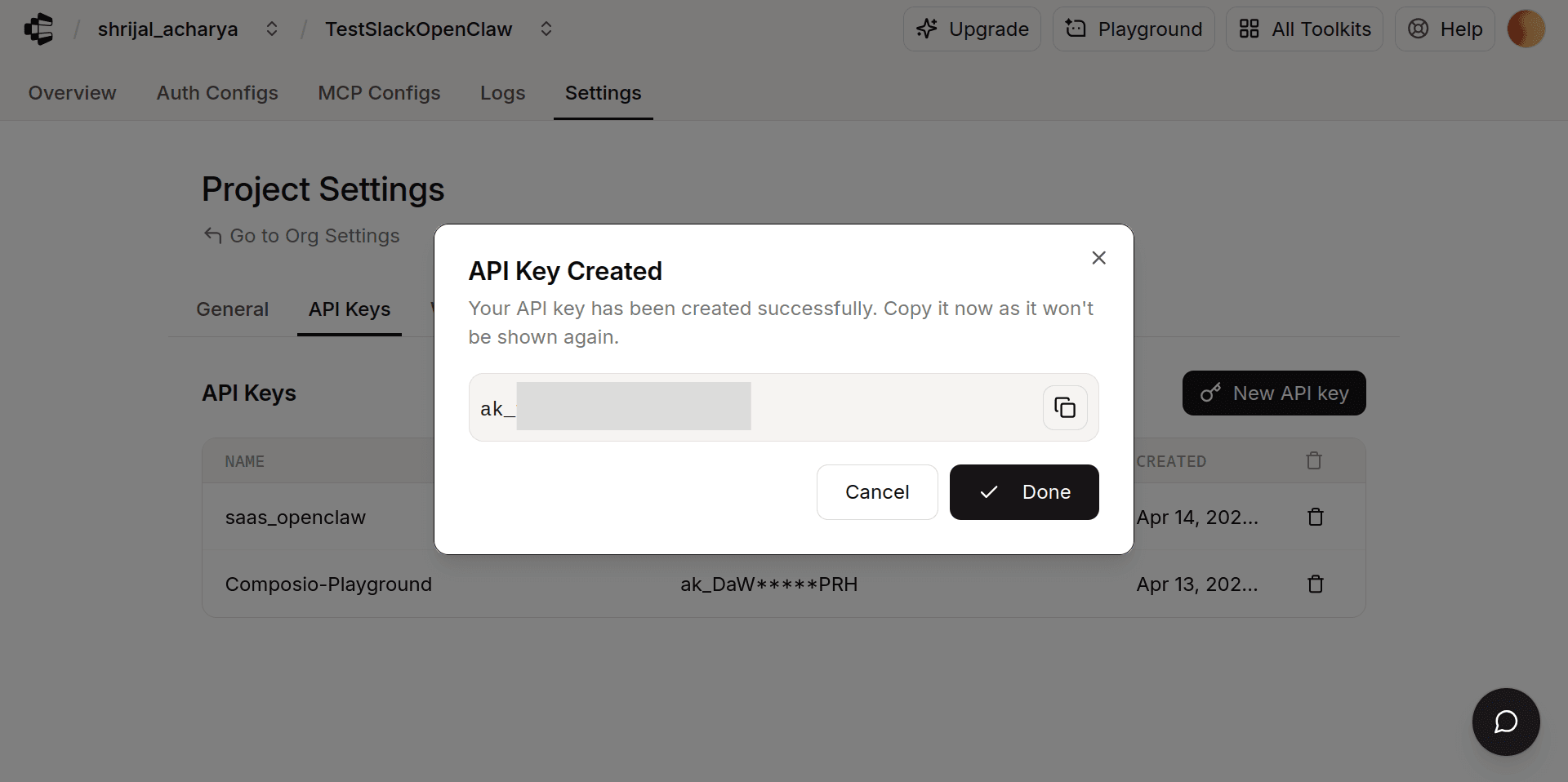 composio api key