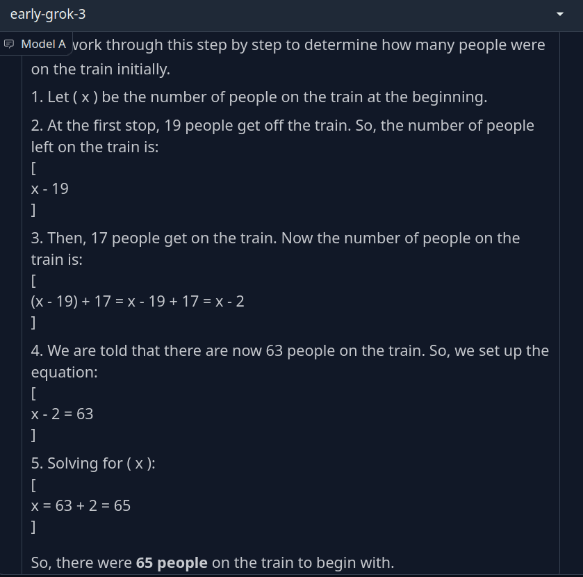 Number of people on the train problem answer by Grok 3 Model