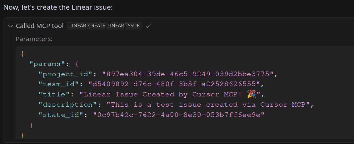 MCP tool call Cursor IDE