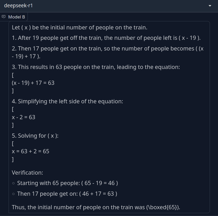 Number of people on the train problem answer by Deepseek R1 Model