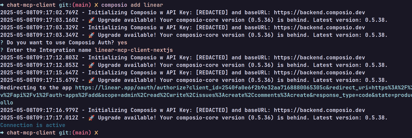 Composio Linear Integration Addition