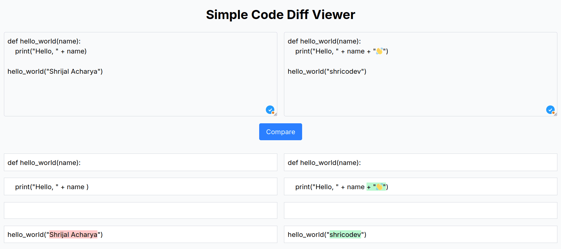 Code diff viewer built with OpenAI o3-mini-high Model