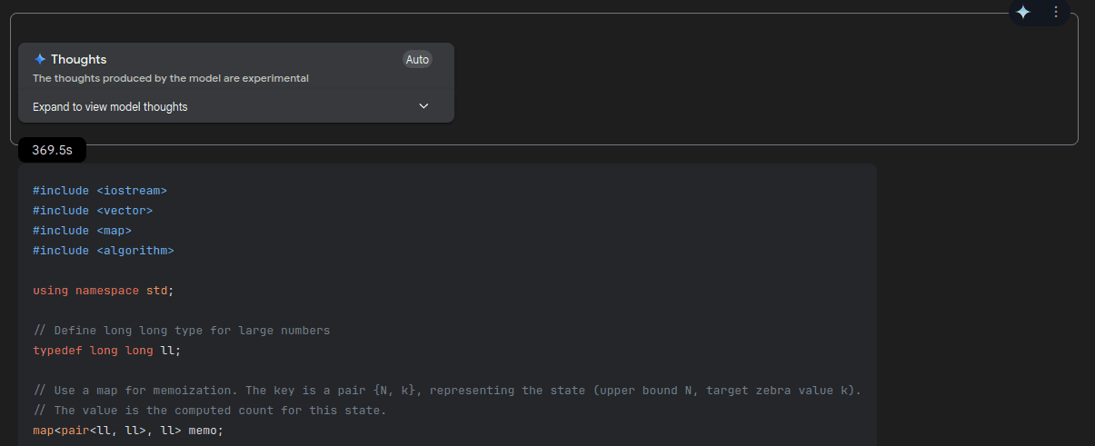 Gemini 2.5 Thinking time for a problem