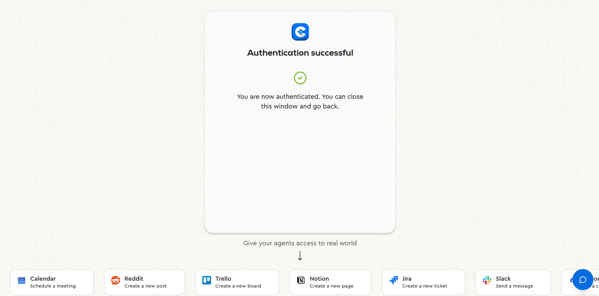 Composio authentication success page