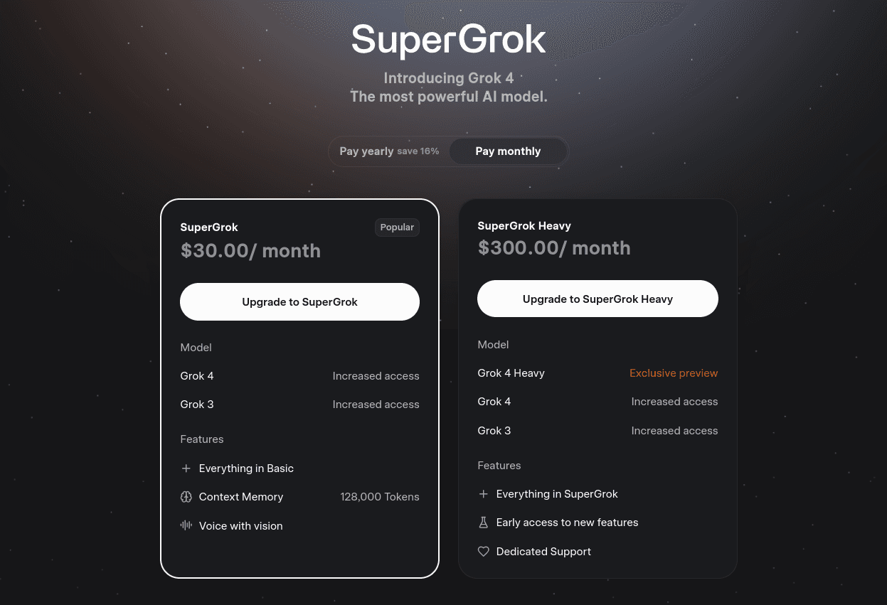SuperGrok Pricing
