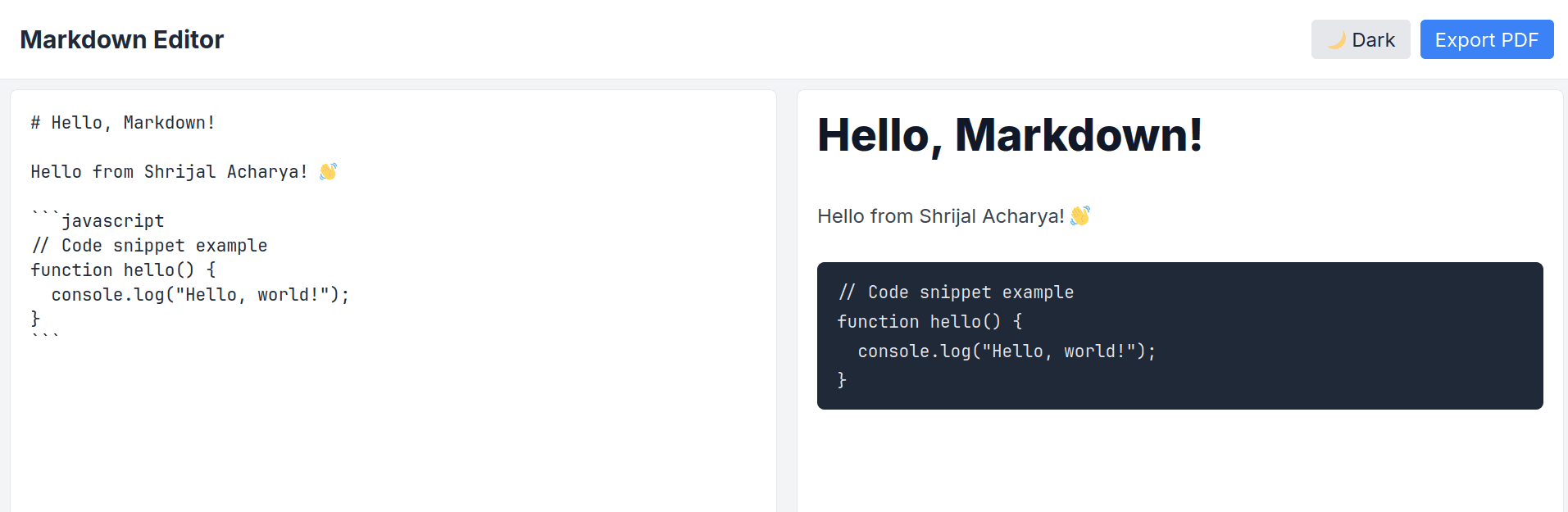 Browser based markdown editor built with Claude 3.7 Model