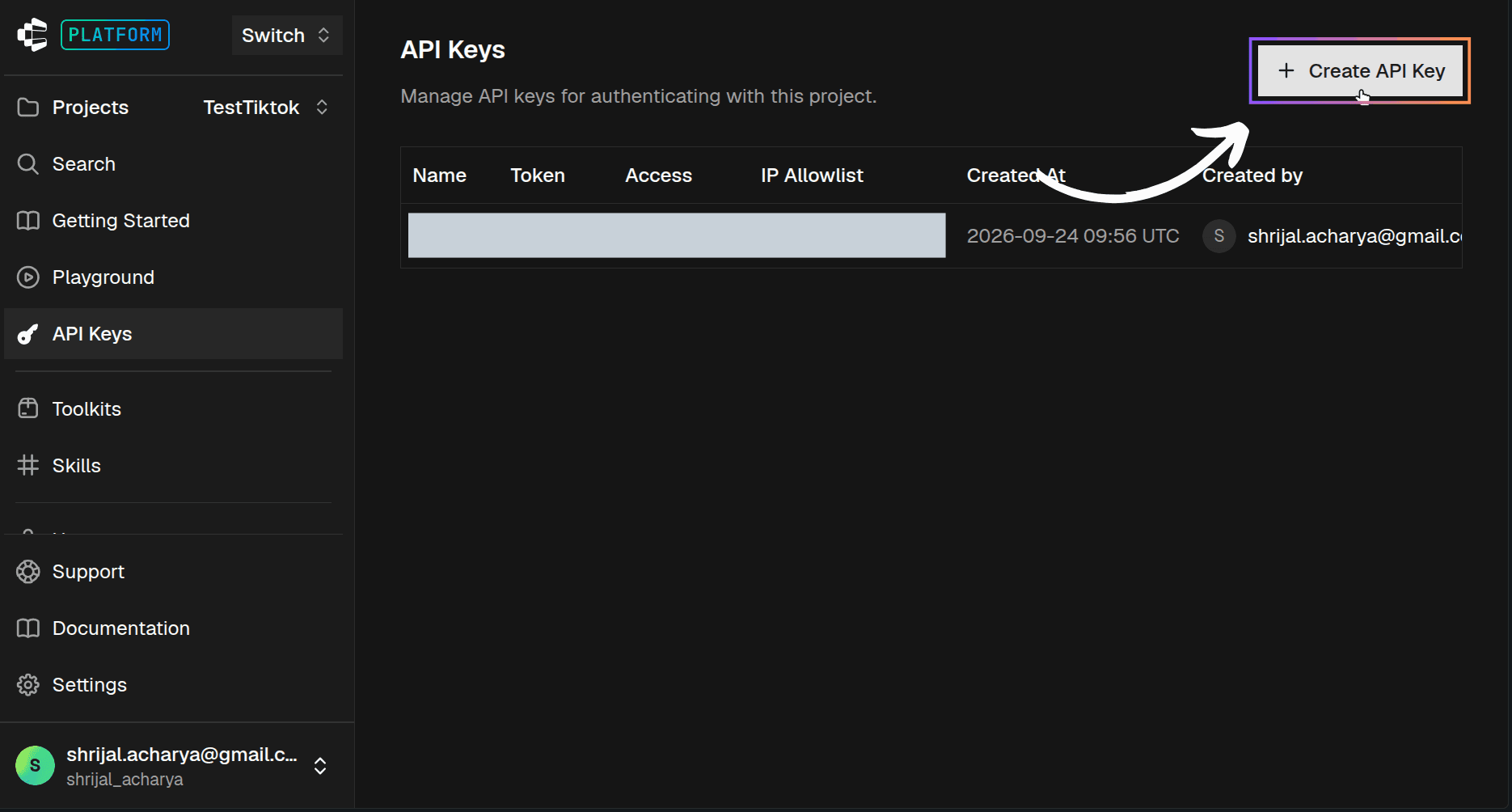composio create api key