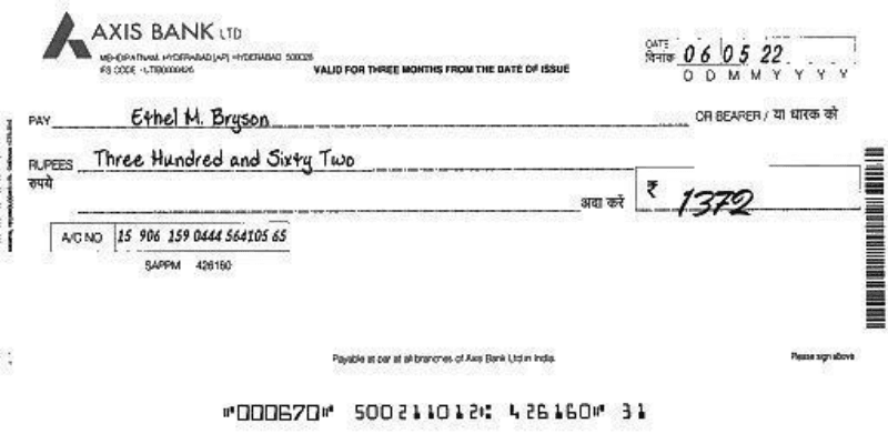 cheque document