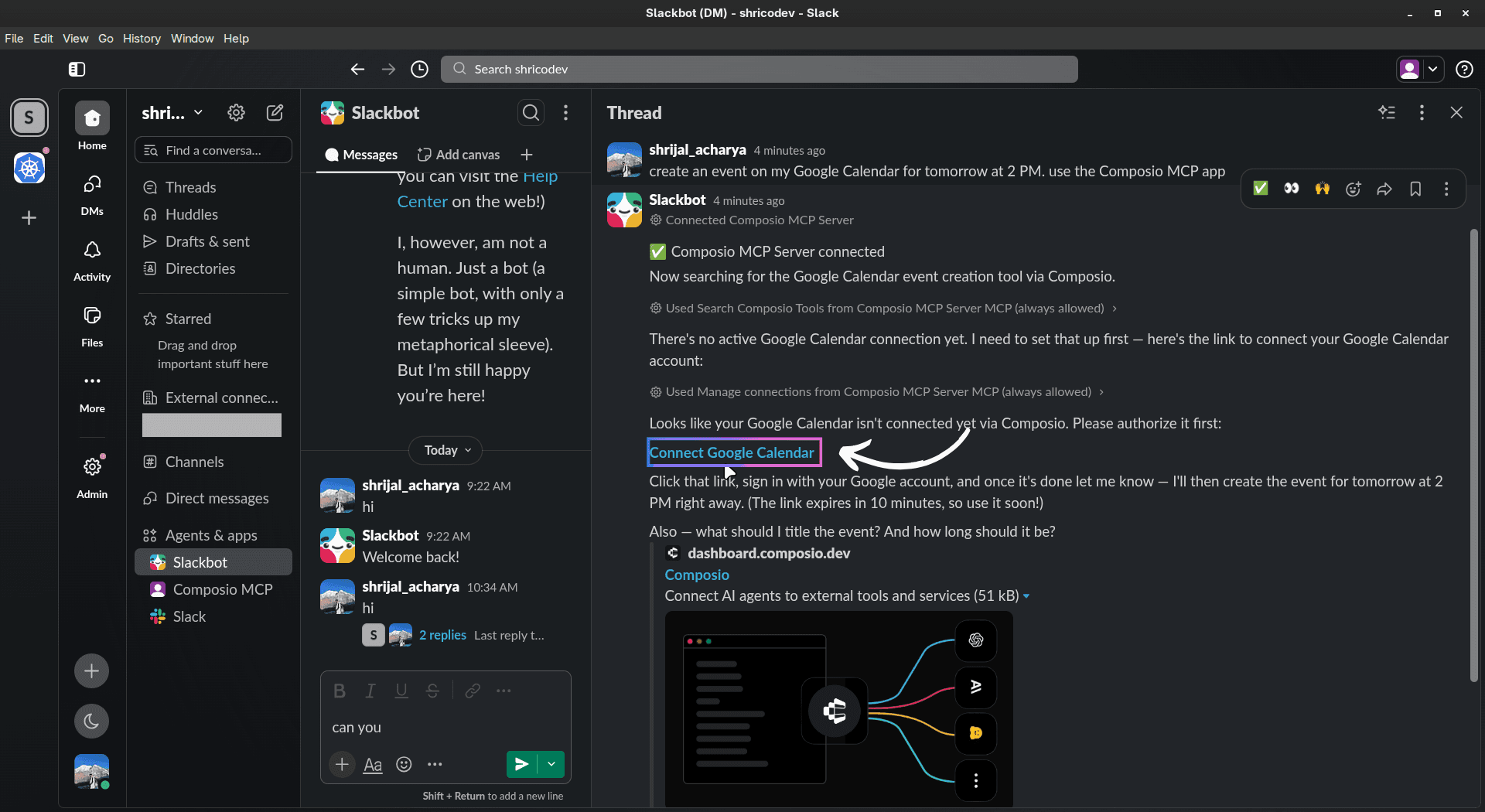 Composio connection link